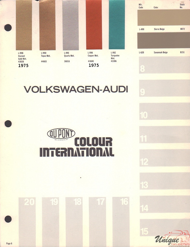 1975 Volkswagen Paint Charts DuPont International 7